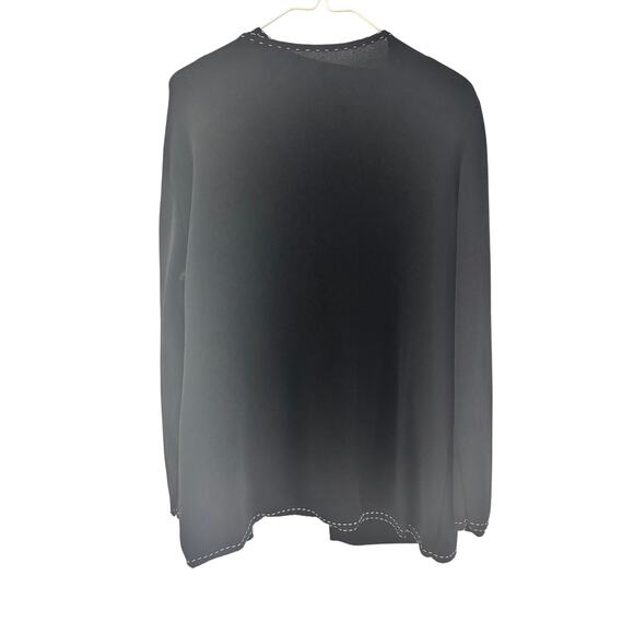 Chico’s Design Black Open Front Cardigan & Tank Set Size 1 Contrast Stitch Trim - Picture 7 of 8